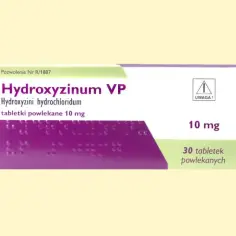 Opakowanie Hydroxyzinum VP 10 mg, 30 tabletek. Czy hydroksyzyna jest bezpieczna? Zawsze konsultuj się z lekarzem.